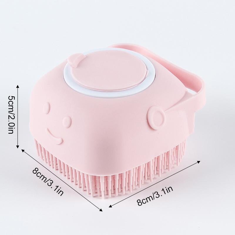 Pet Bath Brush, Silicone Pet Bath Massage Brush, Shampoo Dispenser Shower Brush for Dogs & Cats, Bath Accessories, Dog Stuff