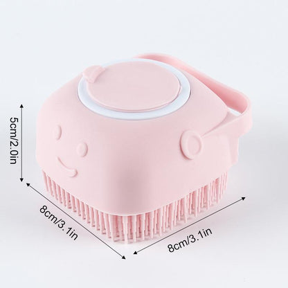 Pet Bath Brush, Silicone Pet Bath Massage Brush, Shampoo Dispenser Shower Brush for Dogs & Cats, Bath Accessories, Dog Stuff